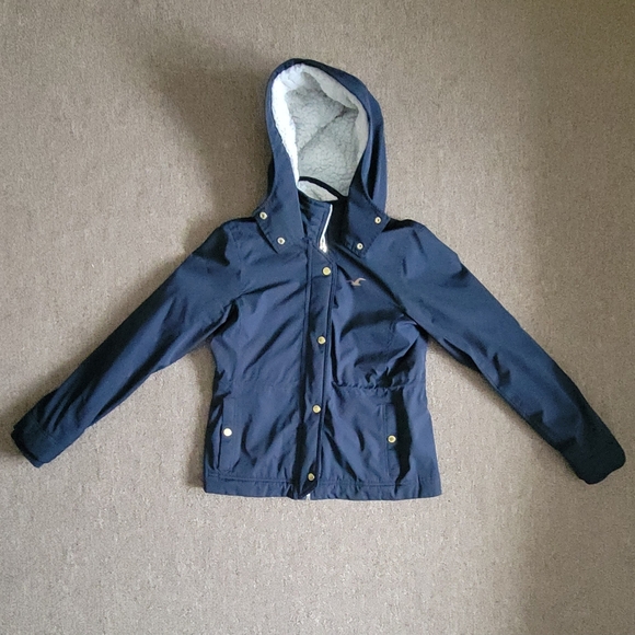 Women's Hollister Size S Sherpa Lined Navy Jacket All-Weather Collection - Picture 3 of 16